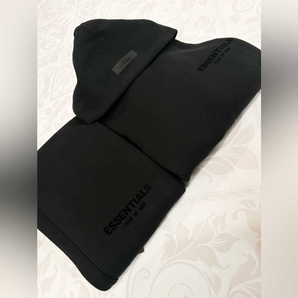 🔥FULL SET🔥Essentials Fear of God Stretch Limo Black HoodieJogger (S)